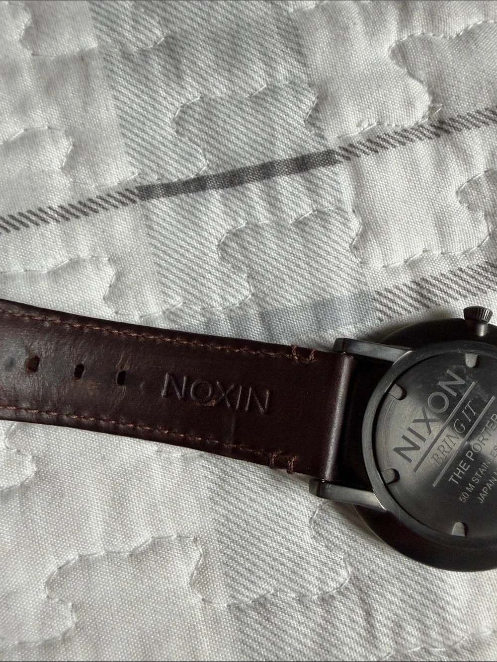 Nixon Red Sunburst Dial Watch with Brown Leather Band - Picture 6 of 11